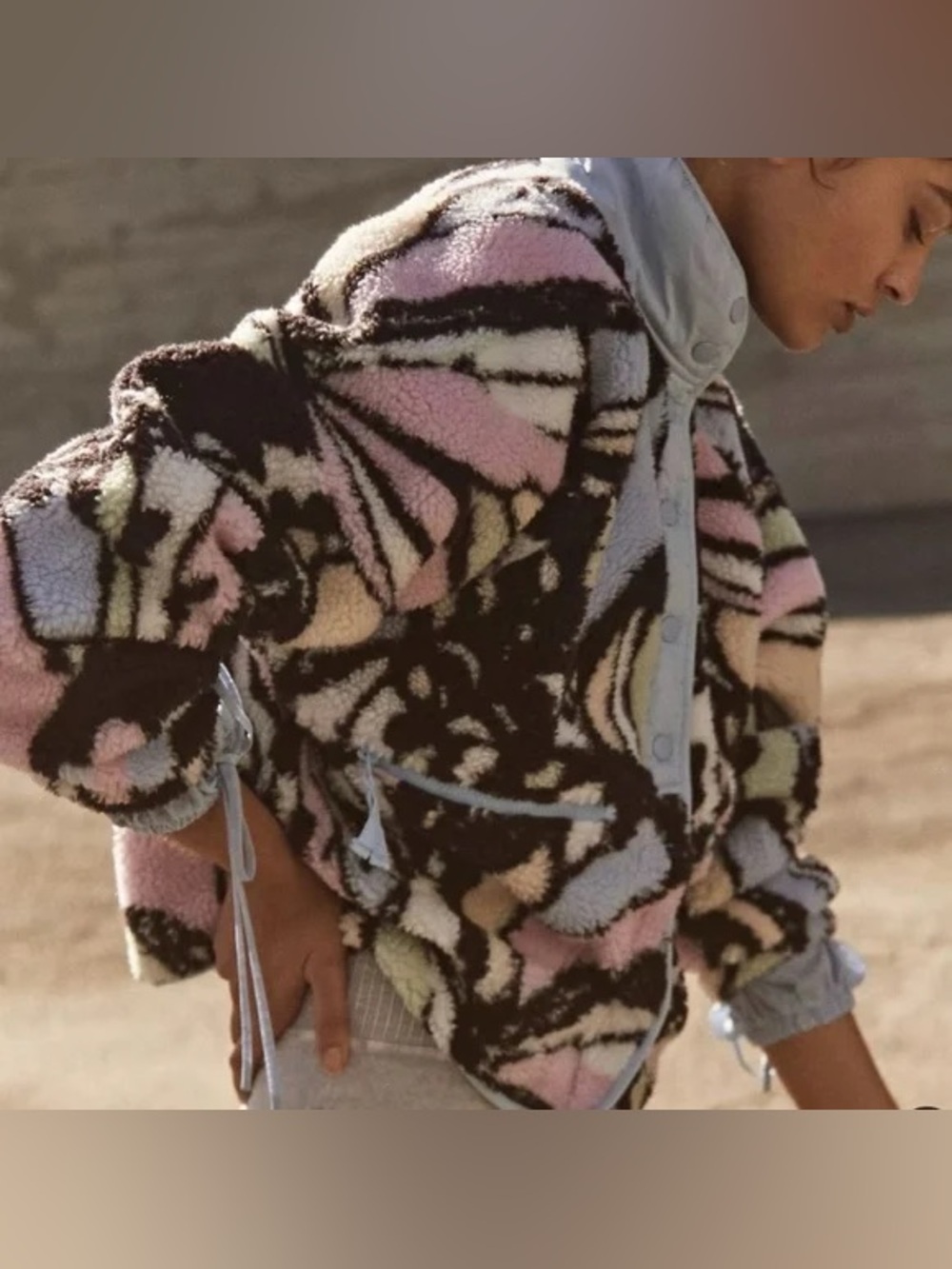 Free People Movement Hit The Slopes Printed Fleece Jacket Butterfly Print